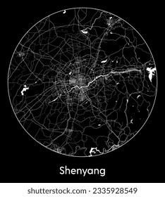 City Map Shenyang China Asia round Circle vector illustration