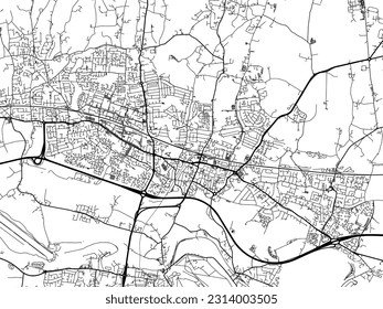 City map of Slough in the United Kingdom with black roads isolated on a white background.