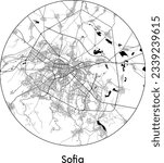 City Map Sofia Bulgaria Europe round Circle vector illustration