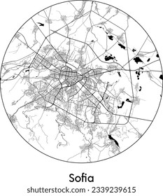 City Map Sofia Bulgaria Europe round Circle vector illustration