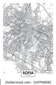City map Sofia, travel vector poster design detailed plan of the city, rivers and streets