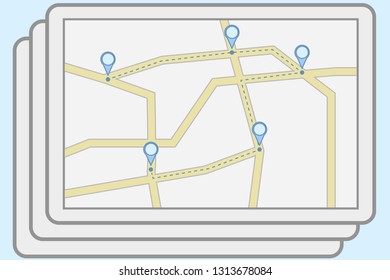 City map with some location tags 