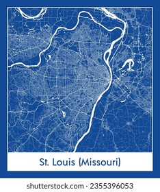 Stadtplan St. Louis Missouri Vereinigte Staaten Nordamerika Blaue Printscheibe Circle Vektorgrafik