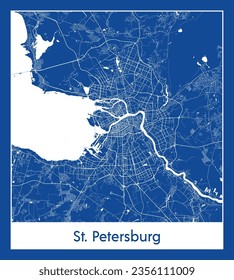City Map St. Petersburg Russia Europe blue print round Circle vector illustration