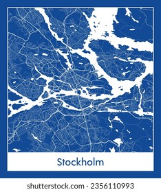 City Map Stockholm Sweden Europe blue print round Circle vector illustration