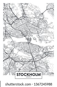 City map Stockholm, travel vector poster design