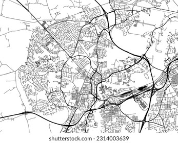 City map of Stockton-on-Tees in the United Kingdom with black roads isolated on a white background.