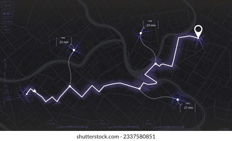 City map with street road. Location navigation interface. Dashboard with roadmap, satellite and location. Vector illustration gps navigator. Abstract transportation background. View from above.