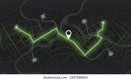 City map with street road. Location navigation interface. Dashboard with roadmap, satellite and location. Vector illustration gps navigator. Abstract transportation background. View from above.