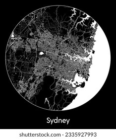 Stadtplan Sydney Australien, Rundschreiben, Vektorgrafik