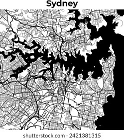 City Map of Sydney, Cartography Map, Street Layout Map