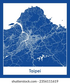 City Map Taipei China Asia blue print round Circle vector illustration