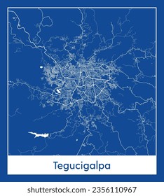 Mapa de la ciudad Tegucigalpa Honduras Norteamérica impresión azul redonda Círculo vectorial