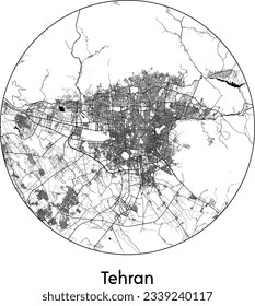 Stadtplan Teheran Iran Asien rund Circle Vektorgrafik