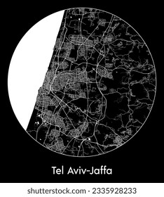 City Map Tel Aviv-Jaffa Israel Asia round Circle vector illustration