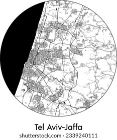 City Map Tel Aviv-Jaffa Israel Asia round Circle vector illustration