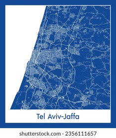 City Map Tel Aviv-Jaffa Israel Asia blue print round Circle vector illustration