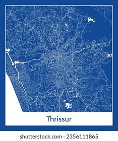 City Map Thrissur India Asia blue print round Circle vector illustration