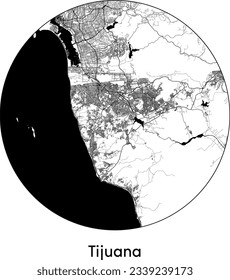 City Map Tijuana Mexico North America round Circle vector illustration