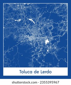 Mapa de la ciudad Toluca de Lerdo México Norteamérica Impresión azul Circular ilustración vectorial