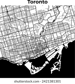 City Map of Toronto, Cartography Map, Street Layout Map