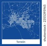City Map Torreon Mexico North America blue print round Circle vector illustration