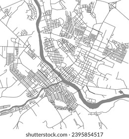 Mapa de la ciudad de Twer. Esquema de las calles de la ciudad. Plan de navegación de línea Gps. Camino de línea negra sobre fondo blanco aislado. Textura de patrón urbano. Vector