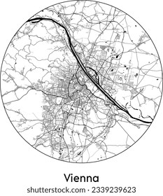 City Map Vienna Austria Europe round Circle vector illustration