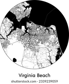 City Map Virginia Beach United States North America round Circle vector illustration