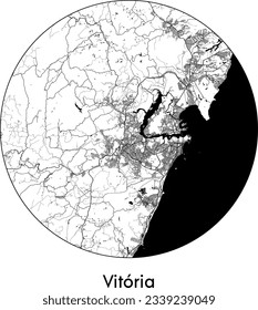 City Map Vitoria Brazil South America round Circle vector illustration