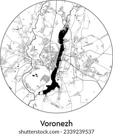 City Map Voronezh Russia Europe round Circle vector illustration