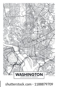 City map Washington, travel vector poster design