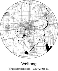 City Map Weifang China Asia round Circle vector illustration
