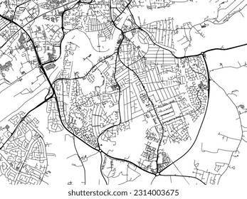 City map of West Bridgford in the United Kingdom with black roads isolated on a white background.