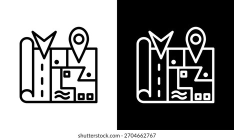 City Map White Icon Set Design
