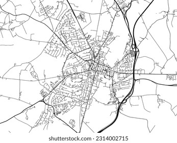 Mapa de la ciudad de Winchester en el Reino Unido con carreteras negras aisladas en un fondo blanco.