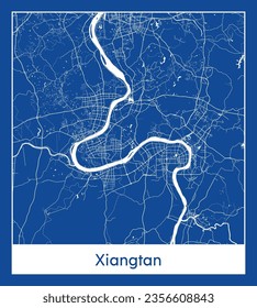 City Map Xiangtan China Asia blue print round Circle vector illustration