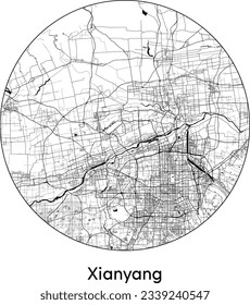 City Map Xianyang China Asia round Circle vector illustration