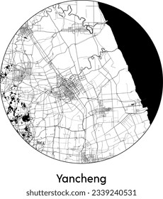 City Map Yancheng China Asia round Circle vector illustration