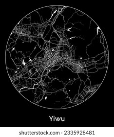 City Map Yiwu China Asia round Circle vector illustration