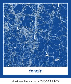 City Map Yongin South Korea Asia blue print round Circle vector illustration