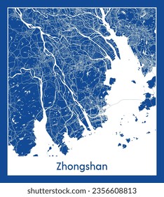 City Map Zhongshan China Asia blue print round Circle vector illustration