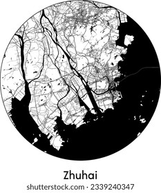 City Map Zhuhai China Asia round Circle vector illustration