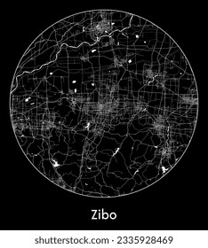 City Map Zibo China Asia round Circle vector illustration