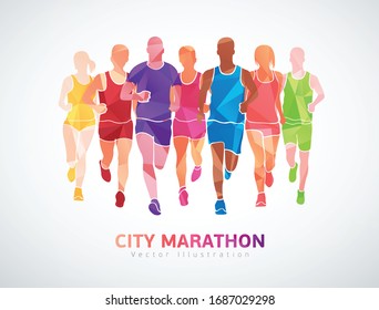 City marathon, colorful template poster. Vector illustration