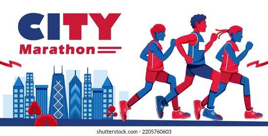 City marathon, marathon participant illustration. Suitable for events