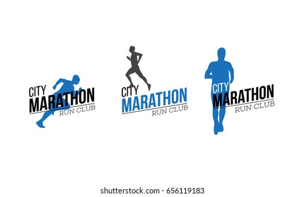 City Marathon Vector Logo Or Running Club Badge.