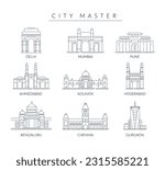 City Master - A Set of Key Indian Cities -  Icon Illustration as EPS 10 File 