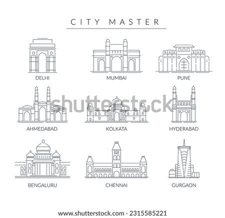 City Master - A Set of Key Indian Cities -  Icon Illustration as EPS 10 File  Foto d'archivio © 