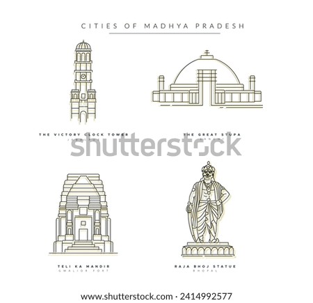 City Master - A Set of Key Indian Cities in Madhya Pradesh -  Icon Illustration as EPS 10 File  Foto d'archivio © 